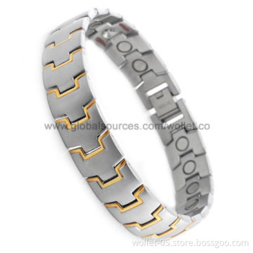Charming Magnetic Therapy Bracelet with Two Tones for Couples, ODM/OEM Orders are Accepted
